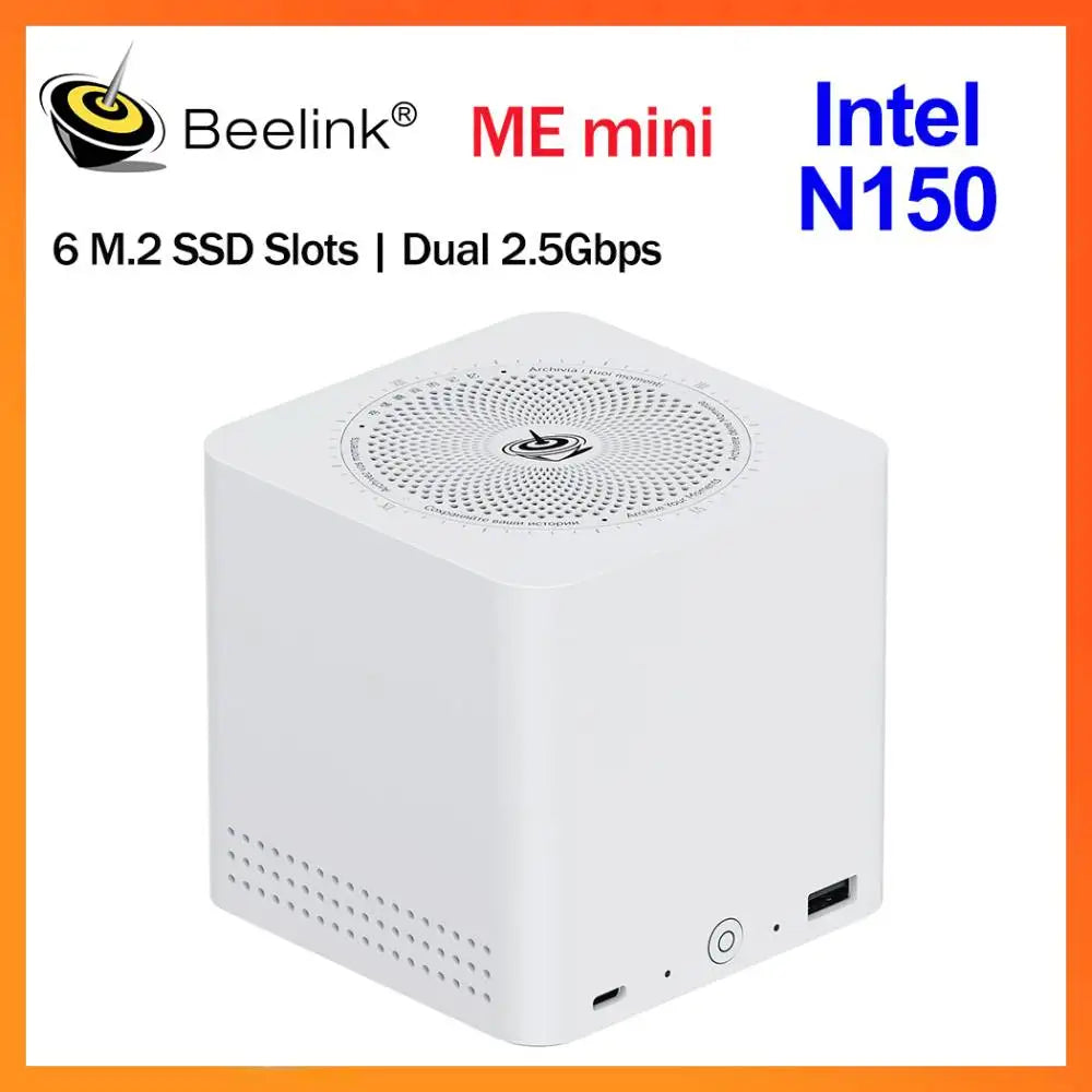 Home Network Storage MINI Host Beelink ME Mini NAS Intel Twin Lake N150 LPDDR5 4800MHz 12GB RAM 2T SSD WiFi6 4K Dual 2.5 Lan