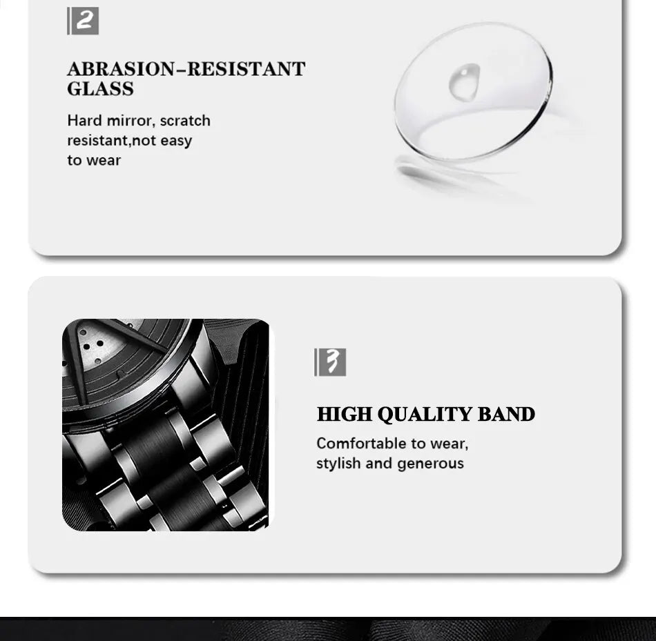 Fashion Mens Watches Luxury Quartz Men Wrist Watch Waterproof Luminous Stainless Steel Watch Bracelet Clock