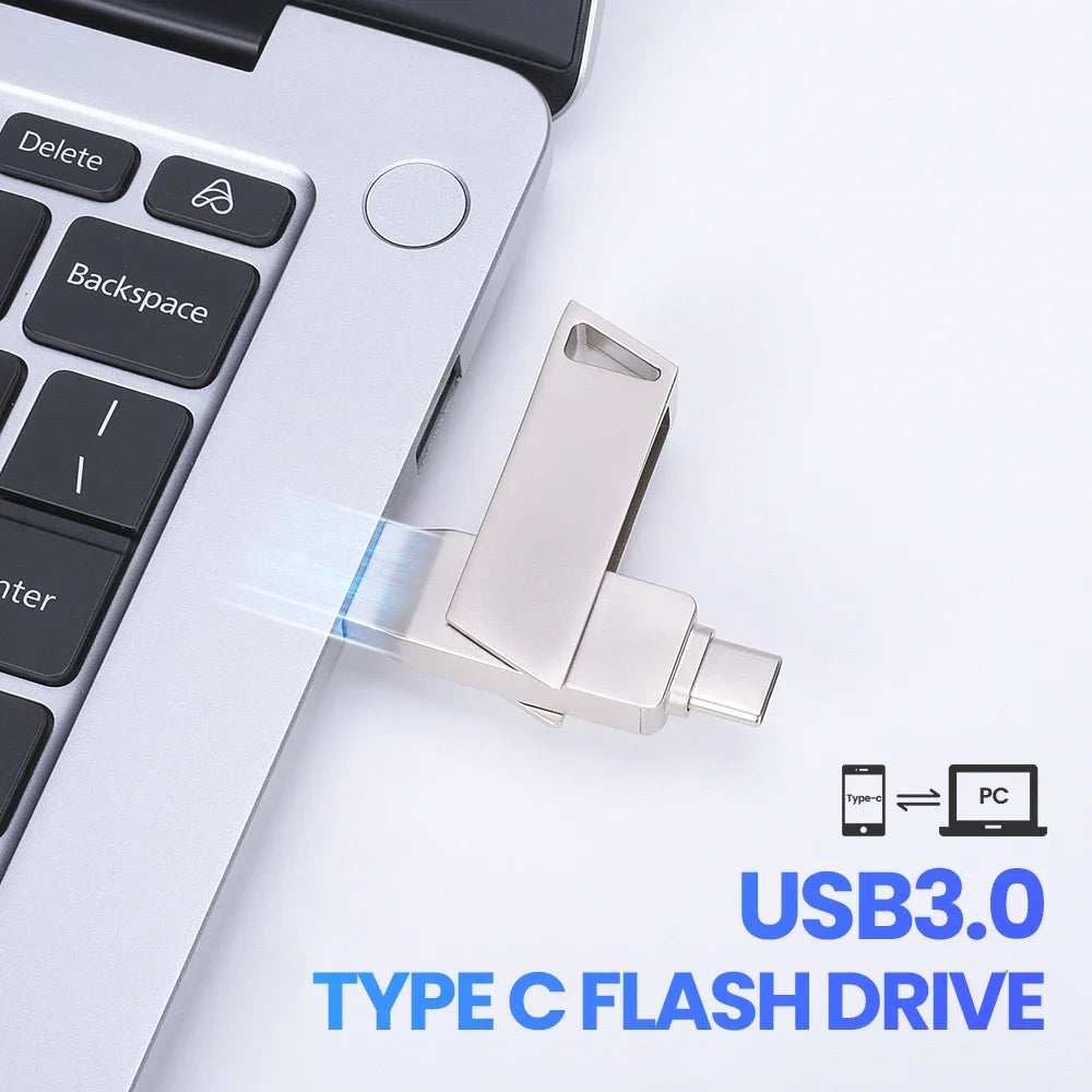 USB 3.0 TYPE-C High Speed USB Flash Drive 256GB USB-C for Android Phone Pen Drive 128GB Rotatable Pendrive Creative Gift 64GB