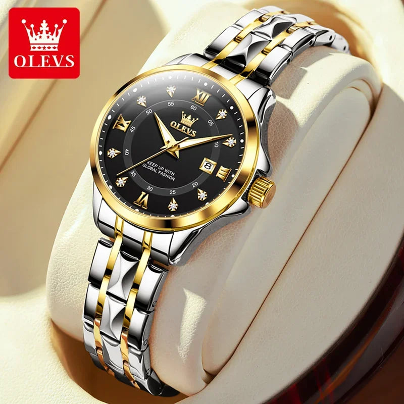 OLEVS 2906 Fashion Date Quartz Couple Watches Top Luxury Watch Men Women Waterproof Stainless Steel Wristwatch