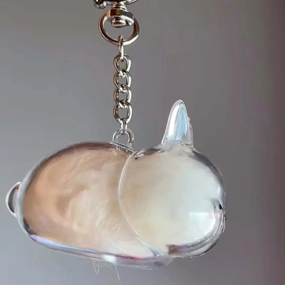 Transparent Acrylic Keychain Cat Hair Storage Capsule Handmade Animal Shaped Rabbit Hair Storage Box Cute Stylish