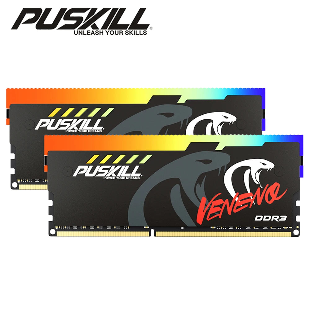 PUSKILL Memoria RAM DDR3 1600MHz 8GBx2 RGB PC3 Dual-Channel Desktop DIMM Memory Rams