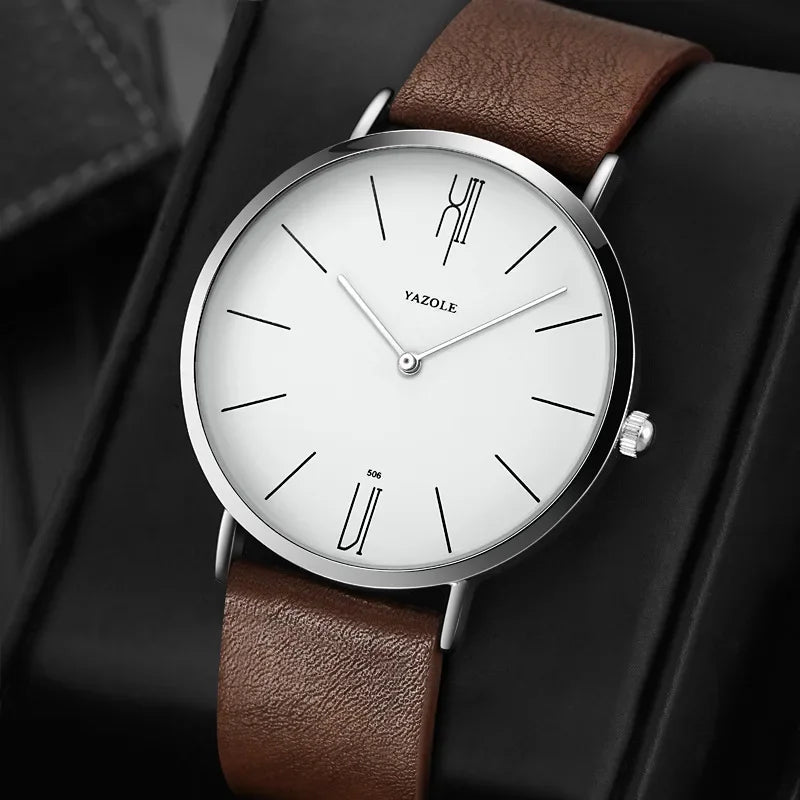 YAZOLE Men's Watches Classic Black Brown Quartz Wrist Watches for Men Women Leisure Simple Man Watch Clock Gift Reloj Hombre