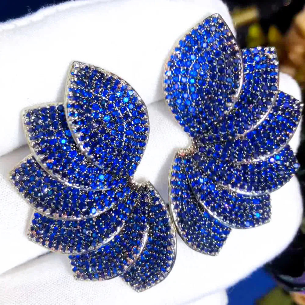 Missvikki New Luxury Leaves Petals Earrings Fashion for Romantic Women Daily Wedding Trendy Jewelry Accessories High Quality