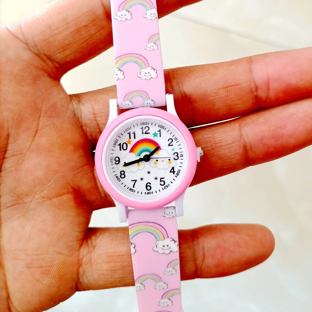 MINISO Cartoon Superhero Princess Unicorn Butterfly  Silicone Kids Children Boys Girls Quartz Birthday Party Gift Watches