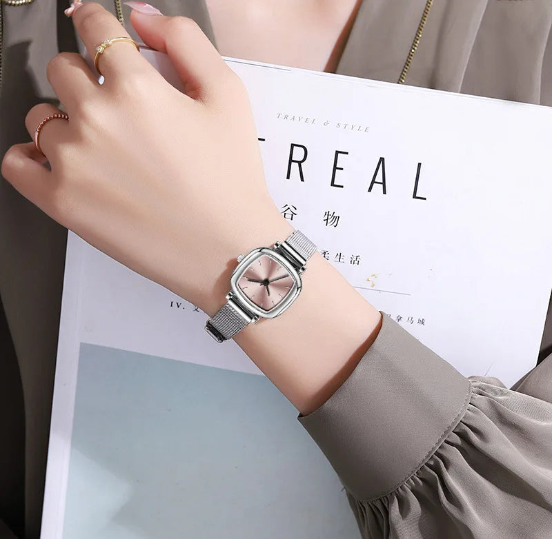 Vintage exquisite watch, compact, simple, light luxury ins, niche pointer style square women's watch