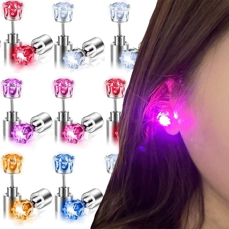 1/2PCS Light Up LED Bling Ear Stud Earrings for Women Color Light Up Earring Studs Light Up Earrings for Rave Party Accessories