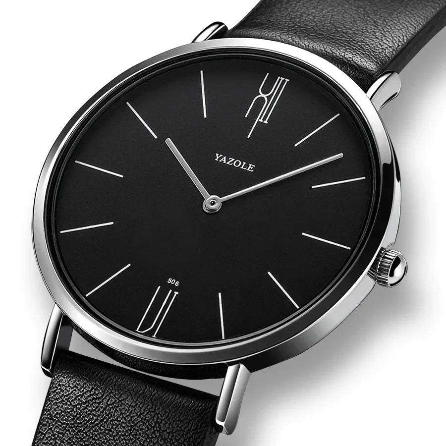 YAZOLE Men's Watches Classic Black Brown Quartz Wrist Watches for Men Women Leisure Simple Man Watch Clock Gift Reloj Hombre