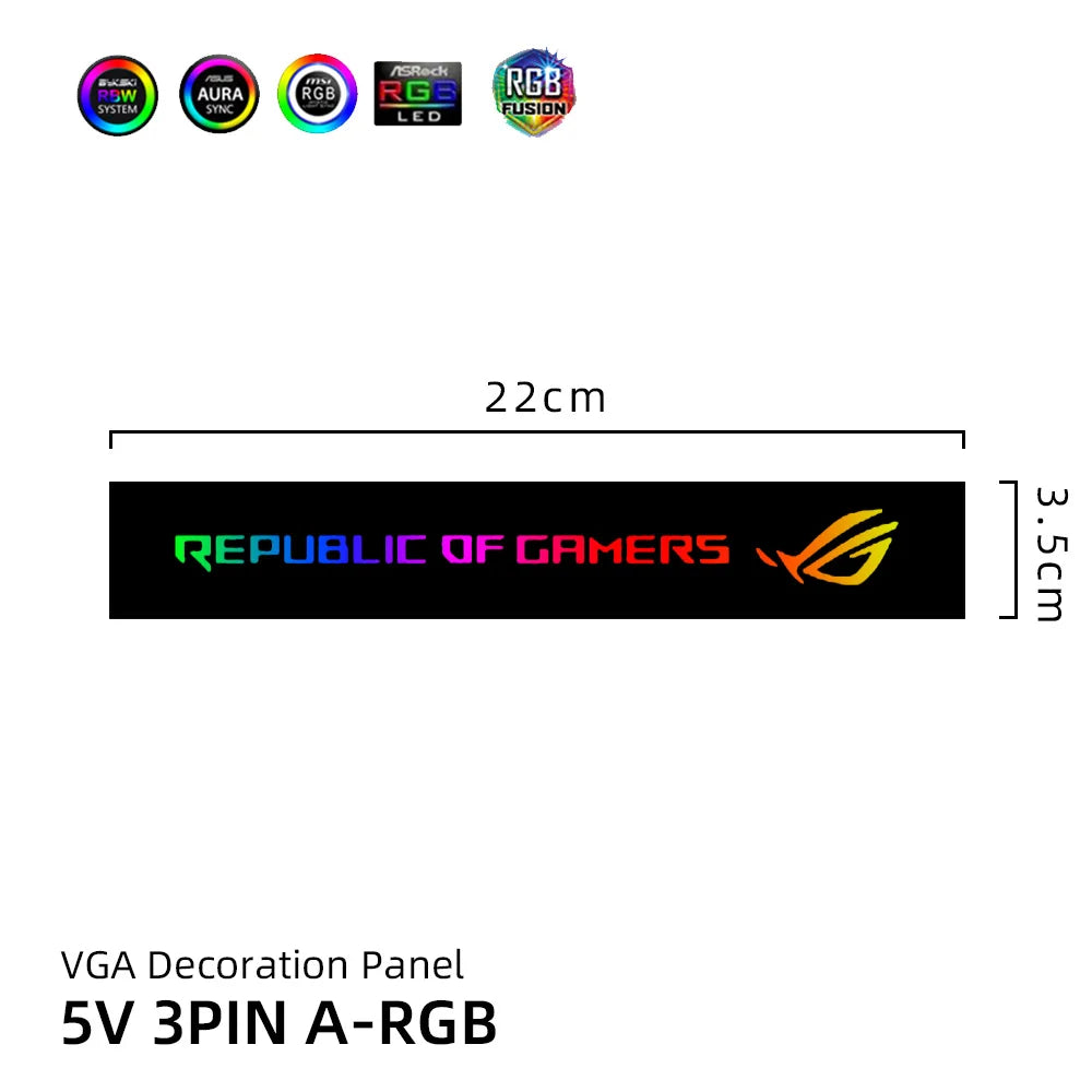 RGB GPU Side Panel Customizable A-RGB VGA Decoration Video Card Cover Customize 5V3PIN/12V4PIN AURA PC MOD PC Case MOD RTX GTX