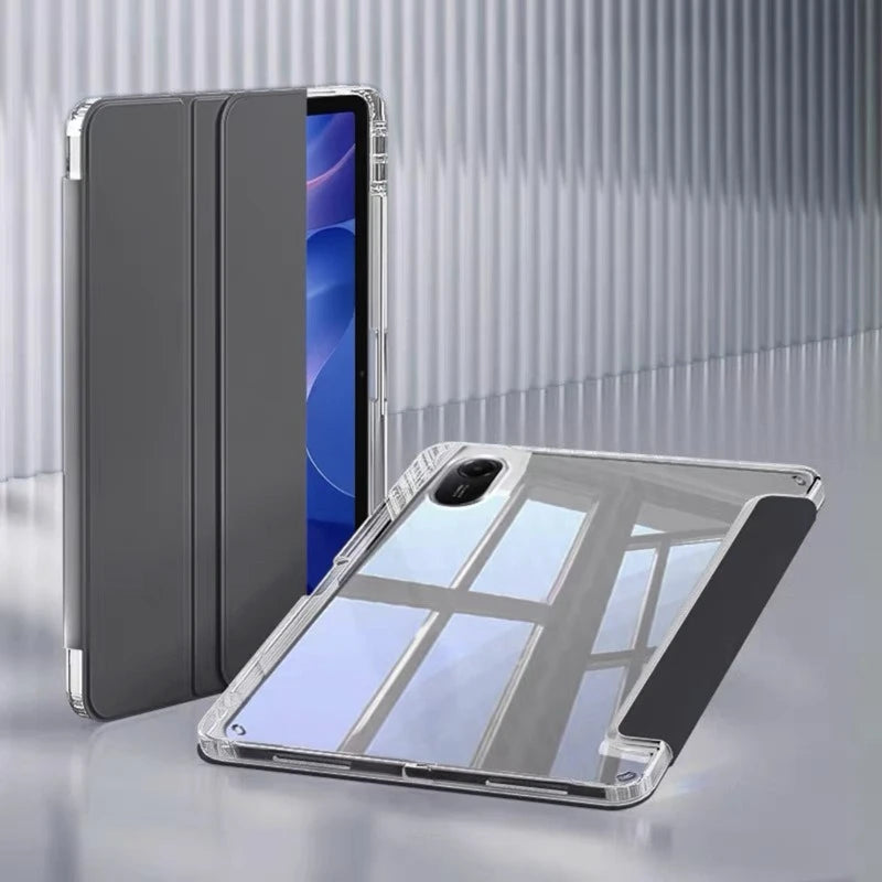 For Xiaomi Redmi Pad 2 2025 Case 11 inch with Pencil Holder Tri-Folding Clear Soft TPU Back Tablet for Redmi Pad 2 2025 Cover