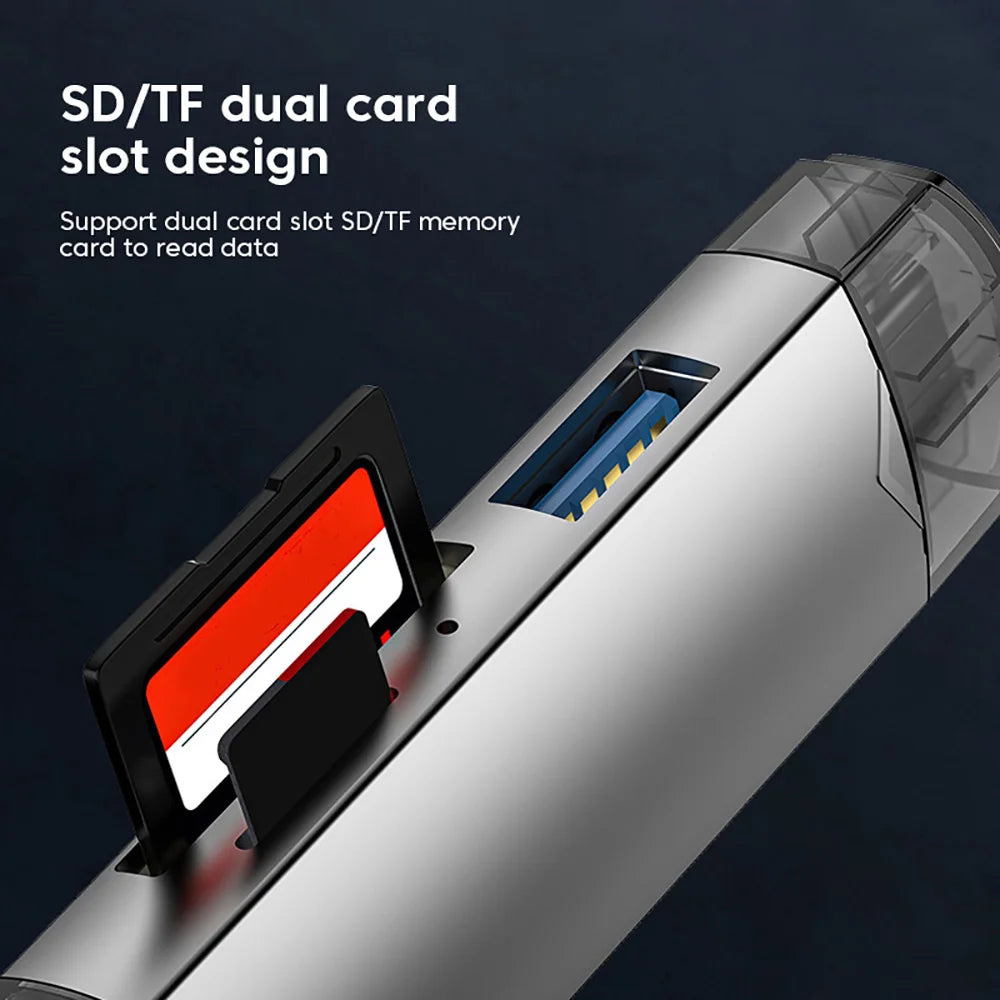 OTG Type C SD TF Card Reader 6 in 1 USB 3.0 Micro USB Flash Drive Adapter 5Gbps High Speed Transfer Multifunctional Card Reader