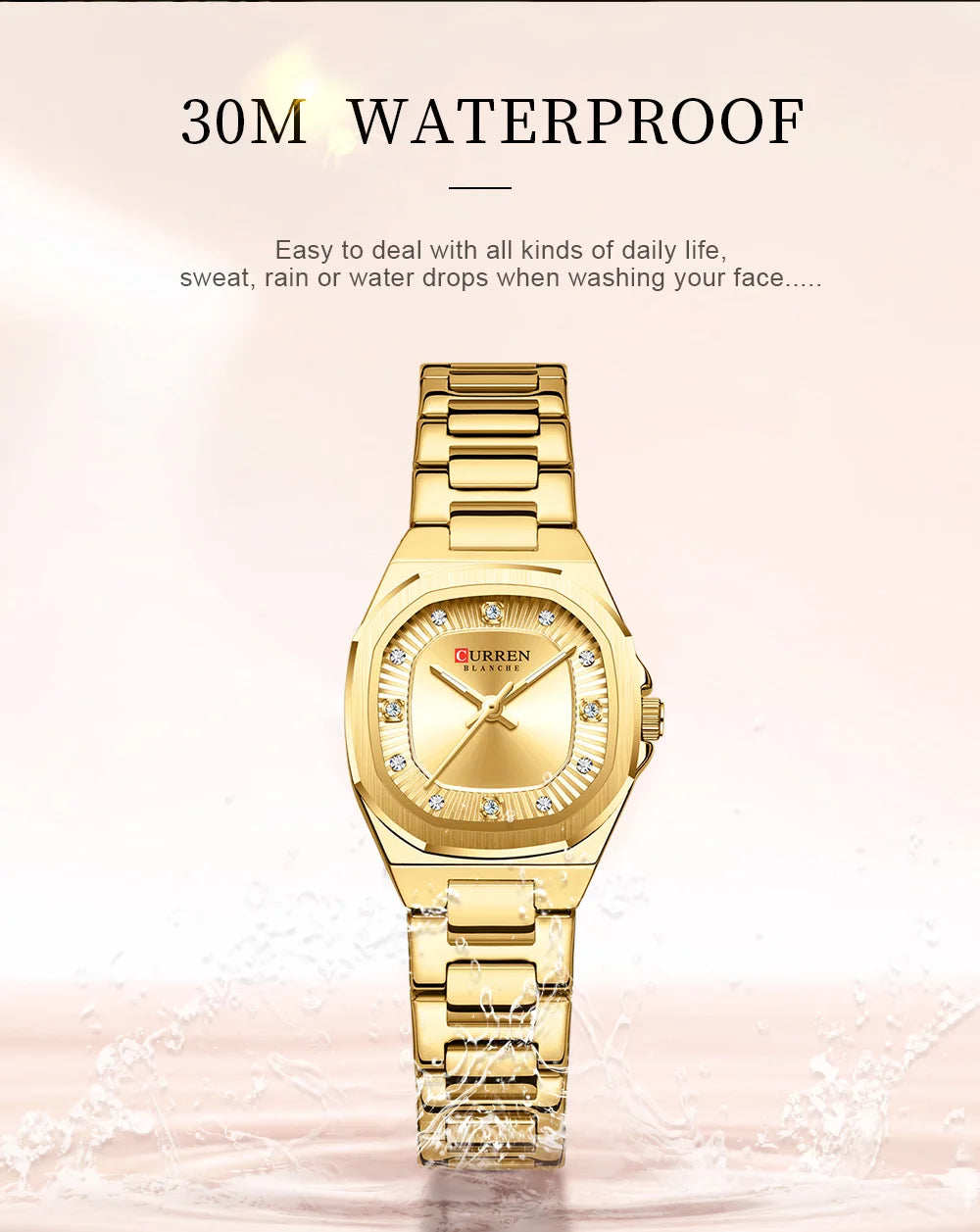 Curren Women Watch Luxury Fashion Quartz Crystal Waterproof Ladies Elegant Wristwatch Gifts For Girls