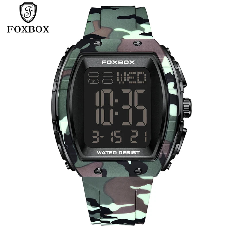 New Fashion FOXBOX Electronic Man Watch Outdoor Casual Sports Digital Clocks Waterproof Luminous Alarm Calendar Watches for Men
