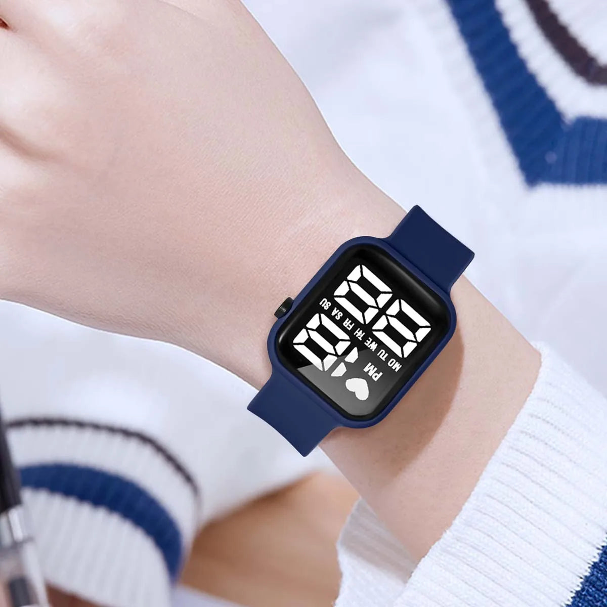 Children's Electronic Watch With heart-shaped Date Display Minimalist Sports Electronic Watch Student Daily Life Digital Watch