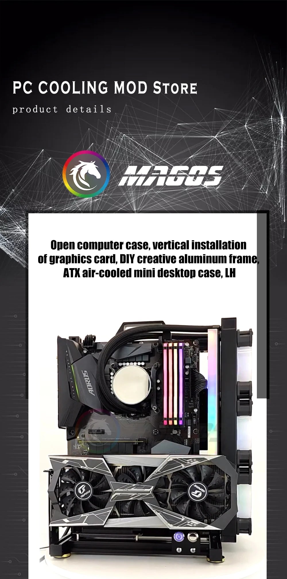 Open Computer Chassis DIY Creative Aluminum Frame Air Water Cooler 360 MOD ATX/ ITX / MATX Frame Desktop Case
