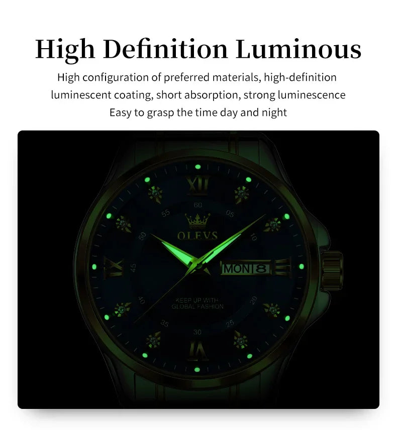 OLEVS 2906 Fashion Date Quartz Couple Watches Top Luxury Watch Men Women Waterproof Stainless Steel Wristwatch