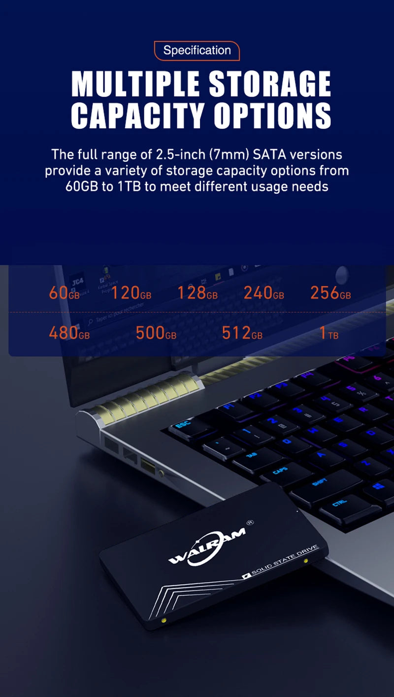 WALRAM Sata3 ssd 120GB 128GB 240GB 60GB 256GB 480GB 512gb 1TB Hdd 2.5 Hard Disk Disc Internal Solid State Drive ssd 120 gb