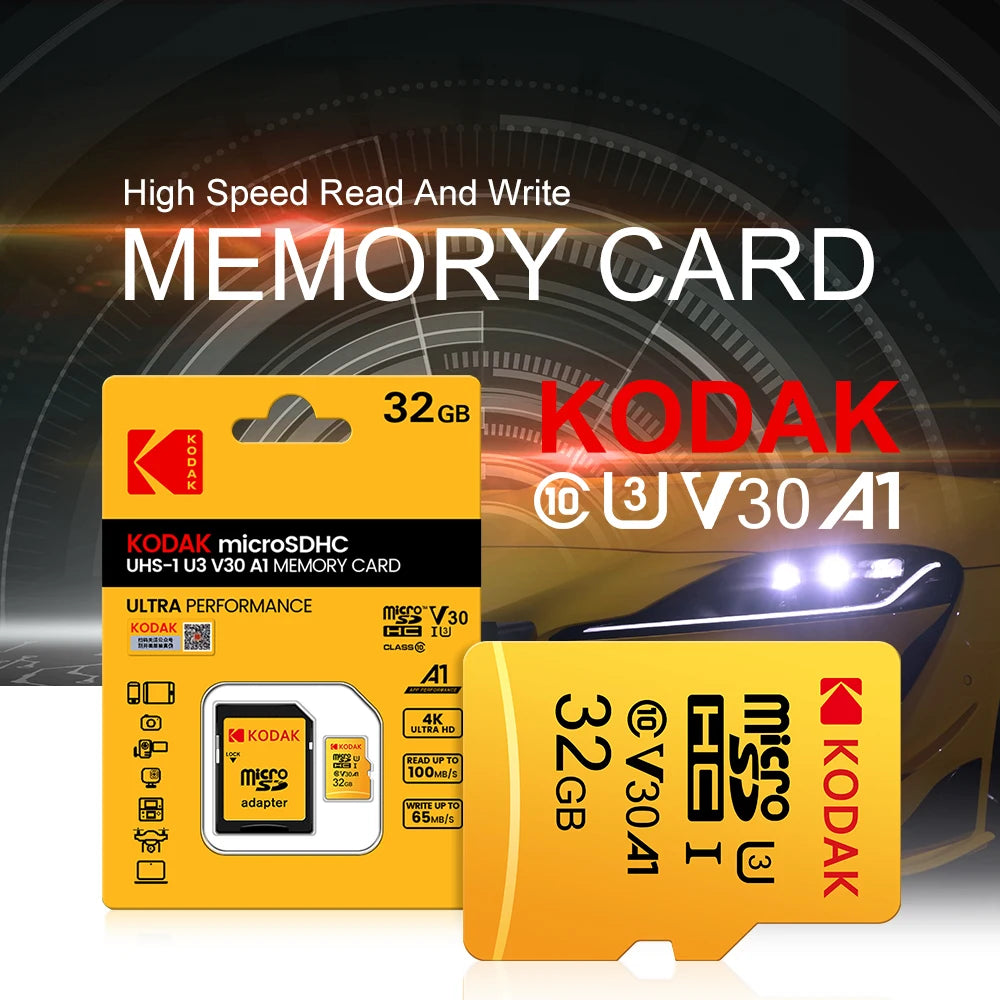 Original Kodak Micro SD Card 128GB Class10 Memory Cards 64GB Flash Card 256GB 32GB V30 U3 cartao de memoria For Driving Recorder