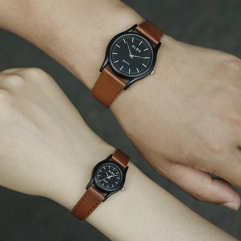 Simple Vintage Classic Couple Watches 2025 Women for Men Watches New Leather Strap Quartz Wristwatches Relogio Montre