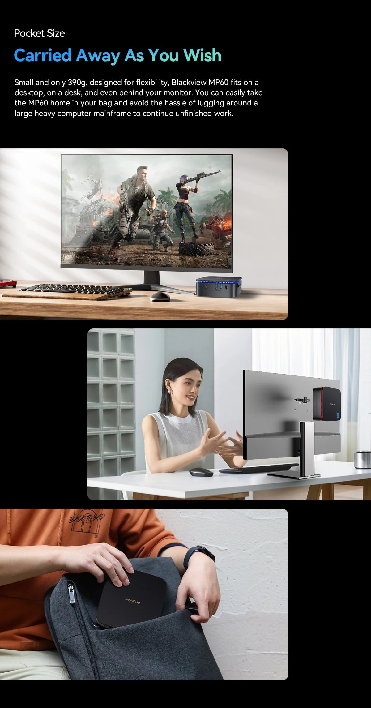 [World Premiere]Blackview MP60 NEW Mini PC Windows 11 PC Intel N150 16GB 512GB SSD 4K HD Doble HDMI Dual-Band 2.4G