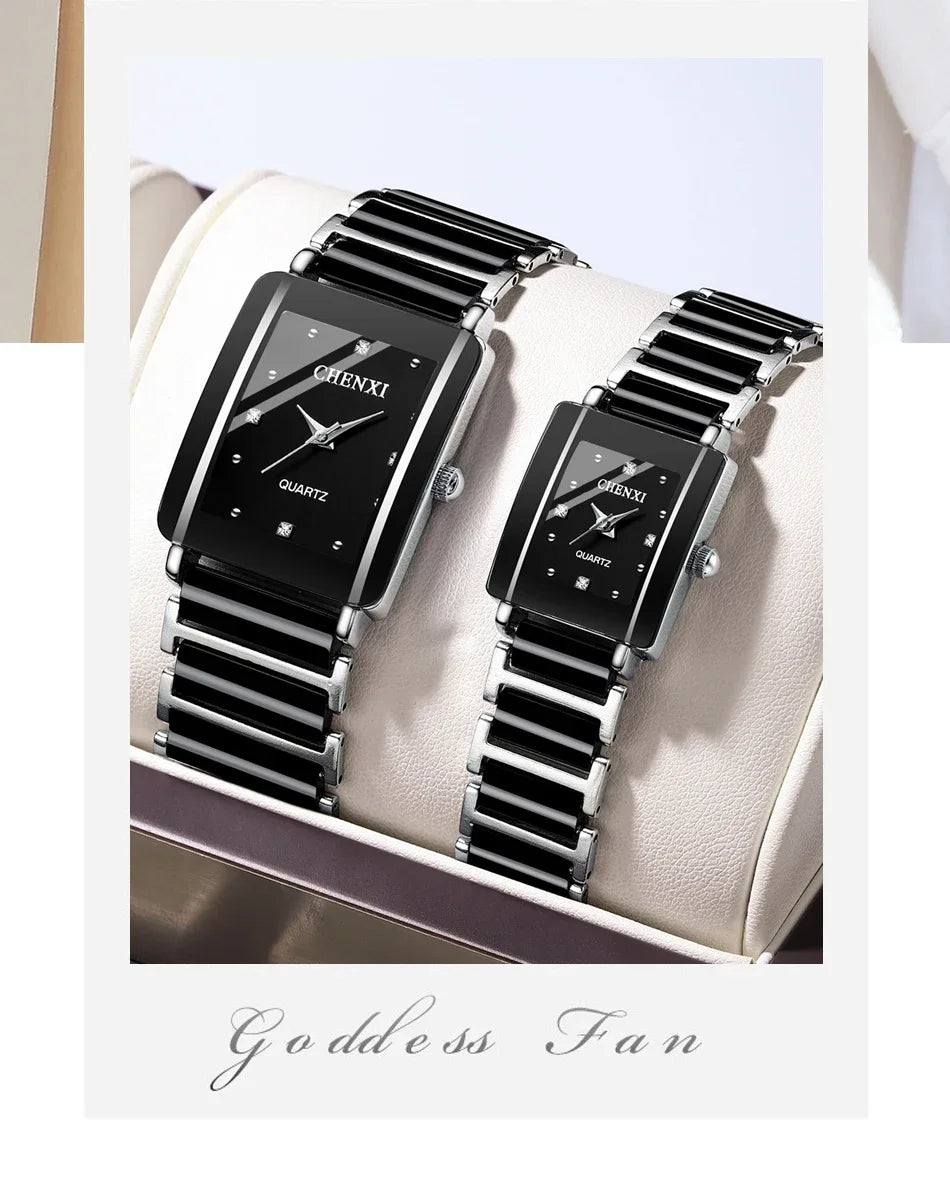 Couple Watch Waterproof Top Brand Luxury Watch for Women Men With Ceramics And Metal Strap Relojes Para Mujer