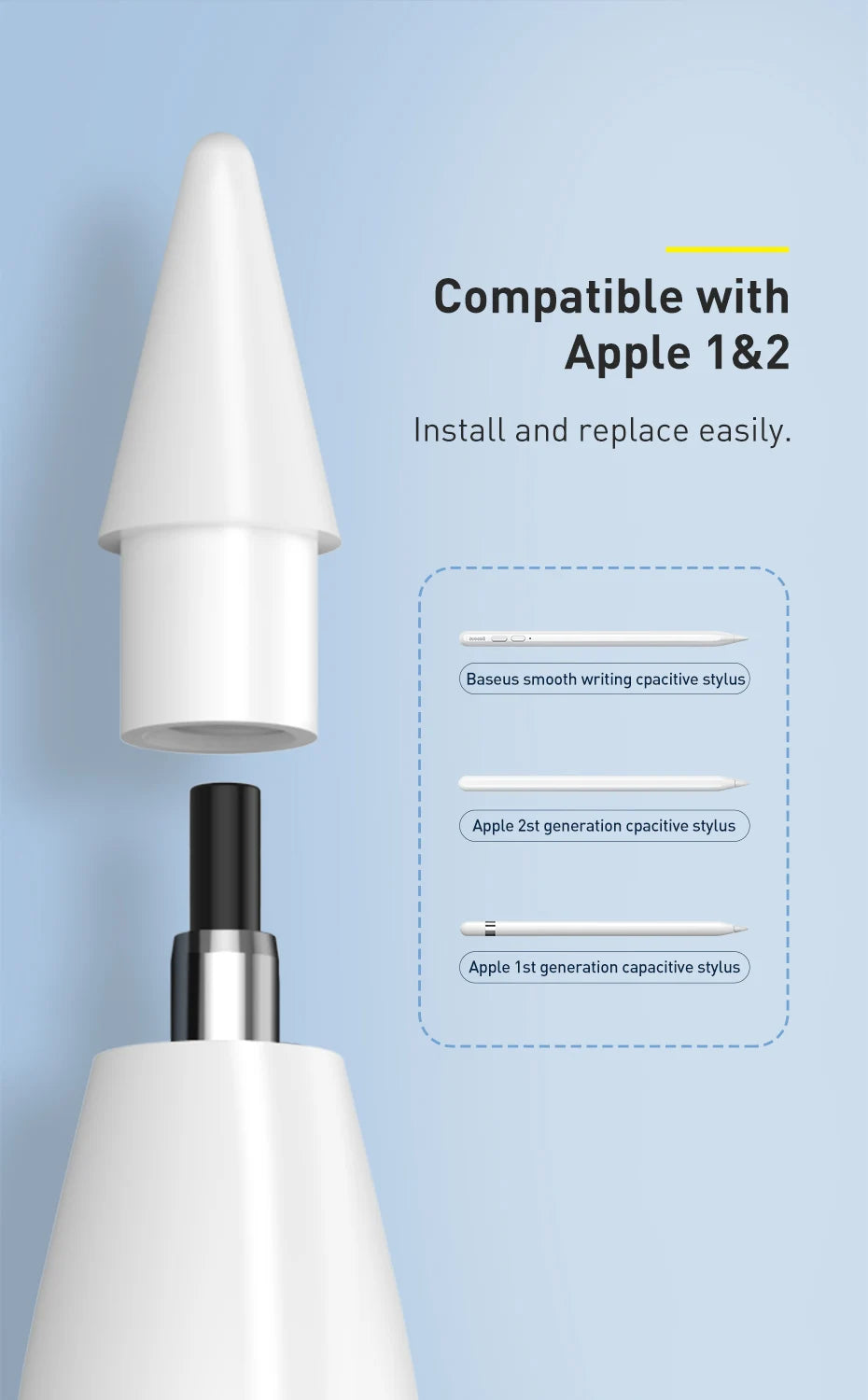 Baseus Replacement Stylus Tip Touch Screen Pen Precise No Delay Spare Nib for Universal Stylus Pen