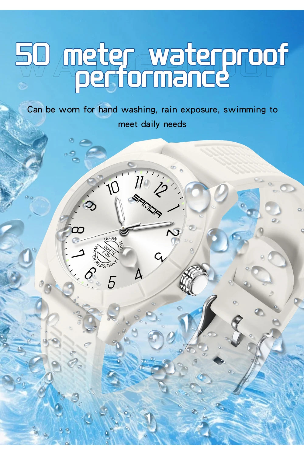 Fashion SANDA 6212 Student Quartz Electronic Watch Silicone Strap Multifunctional Sports Waterproof Student Quartz Watch