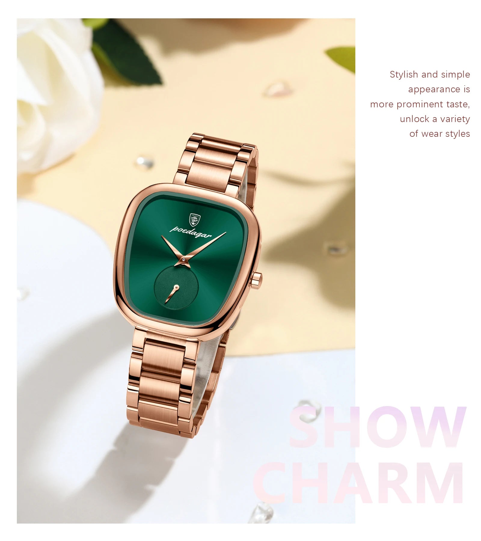 POEDAGAR Unique Elegant Ladies Watch Stainless Steel Waterproof Quartz Watches For Women High Quality Woman’s Stylish Wristwatch