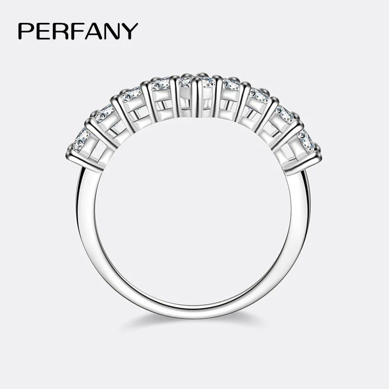 PERFANY 3mm All Moissanite Ring for Women S925 Pure Silver V-shaped GRA Certified Diamond Fashion Luxury Party Jewelry
