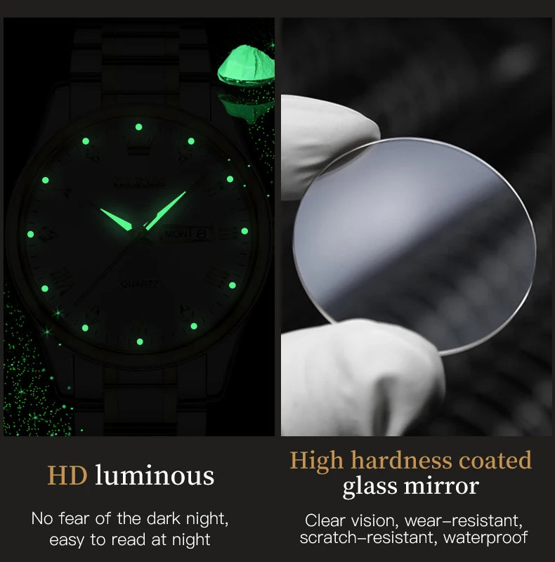 OLEVS 5563 Couple Watch Original Luxury Quartz Wristwatch for Men and Women Elegant Fashion Dual Calendar Waterproof Hand Clock