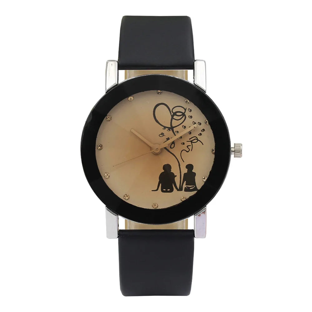 1/2PCS Fashion Quartz Watches Couple Fashion Simple Ladies Wristwatches Rhinestone Black Couple Watch Set Couple Gift