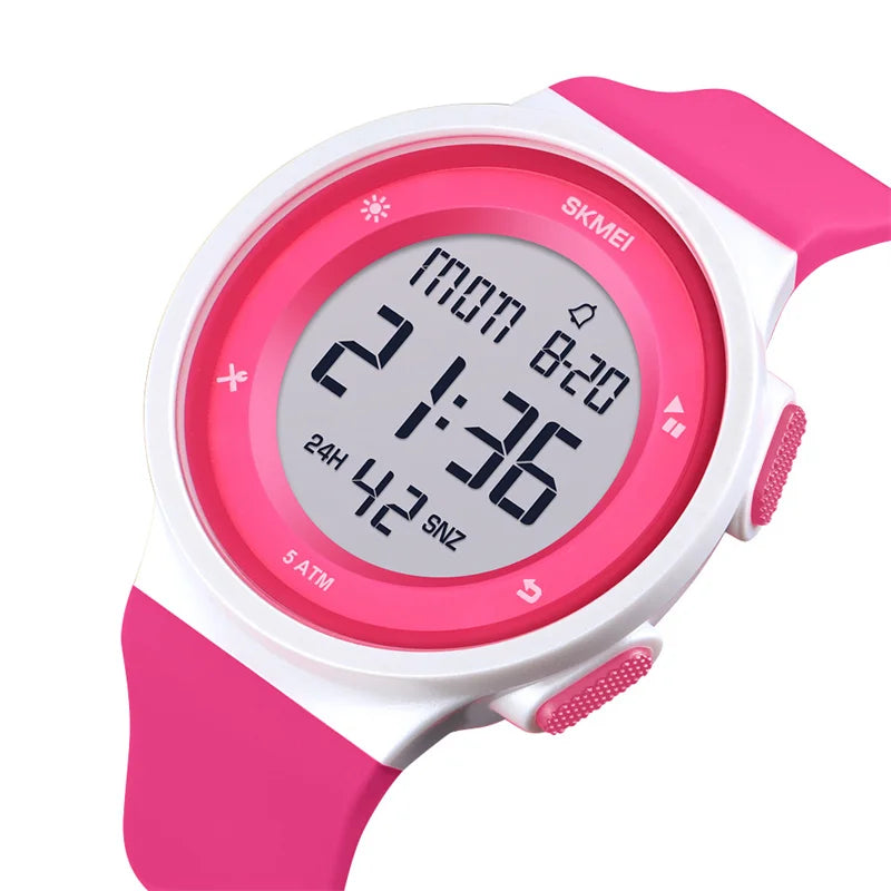 Skmei Women Dual Time Fashion Silicone Strap 50M Waterproof Led Chronograph Digital Sports Watches