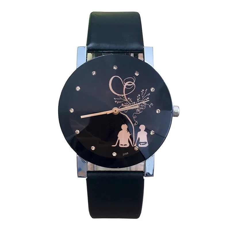 1/2PCS Fashion Quartz Watches Couple Fashion Simple Ladies Wristwatches Rhinestone Black Couple Watch Set Couple Gift