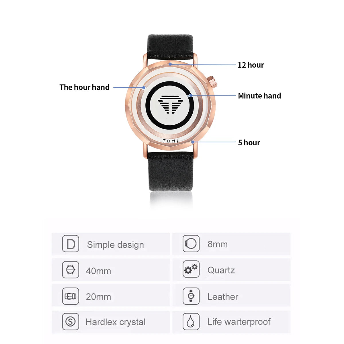 TOMI Women's Minimalist Retro Quartz Watch Fashion Creative Versatile Women's Watch Clock Gift Reloj Festival Gift