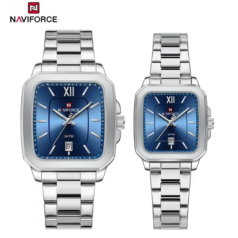 NAVIFORCE Couple Watch Luxury Brand Waterproof Quartz Watch Fashion Simple Calendar Date Stainless Watch Women Men Lover's Gift