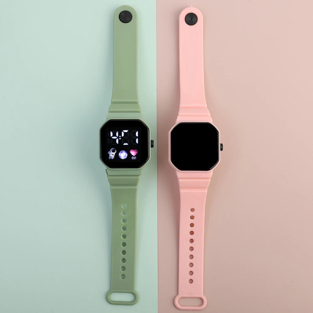 Simple Smart LED Watch Children Digital Wristwatch Kids Silicone Strap Sport Fitness Electronic Watches Heart Rate Clock Watch