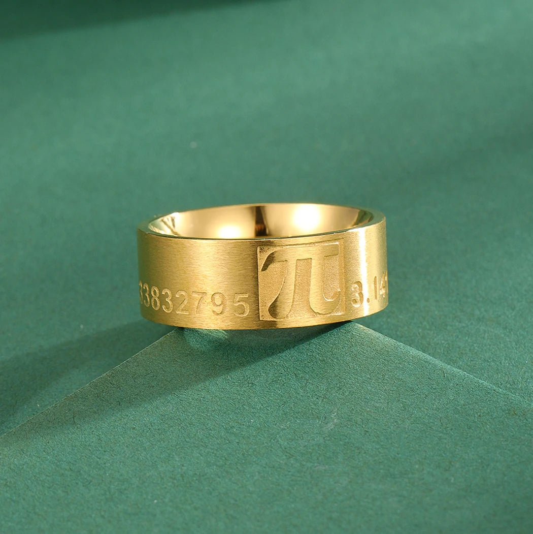 QIAMNI 2022 Vintage Number Pi Symbol Finger Ring Fashion Width Stainless Steel Math Lovers Jewelry For Men Women Graduation Gift