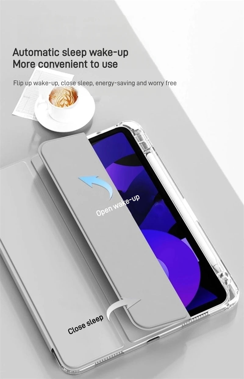 For Xiaomi Redmi Pad 2 2025 Case 11 inch with Pencil Holder Tri-Folding Clear Soft TPU Back Tablet for Redmi Pad 2 2025 Cover