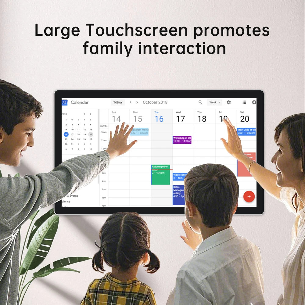 TouchWo 15.6-43 Inch Touchscreen Digital Calendar & Chore Chart, Smart Electronic Calendar for Work & Family Schedule