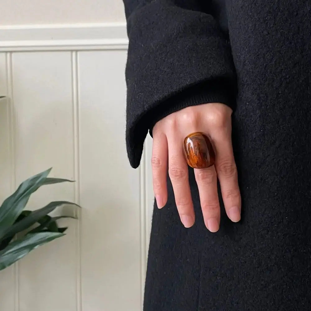 New Geometric Wide Face Chunky Ring Vintage Women Large Finger Rings Resin Exaggerated Punk Jewelry