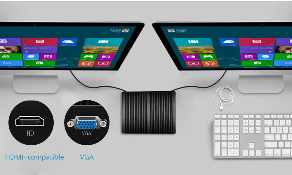 Helorpc Industrial Mini PC with Inter Core i5-5200U Support Windows10 Linux Pfense with 4xUSB3.0 4xUSB2.0 1xHDMI 1xVGA Computer
