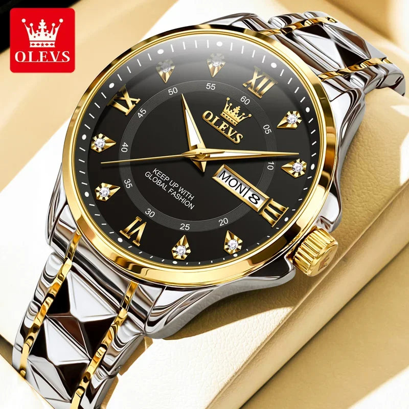 OLEVS 2906 Fashion Date Quartz Couple Watches Top Luxury Watch Men Women Waterproof Stainless Steel Wristwatch