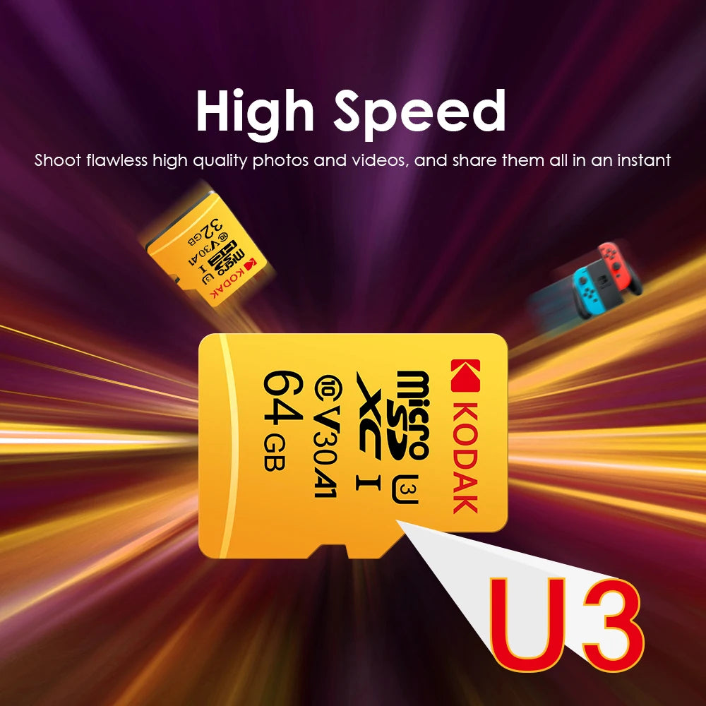 Original Kodak Micro SD Card 128GB Class10 Memory Cards 64GB Flash Card 256GB 32GB V30 U3 cartao de memoria For Driving Recorder