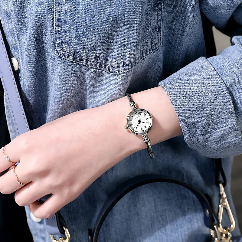 Couple Style Gold Sliver Bracelet Minimalist Wristwatch Fashion Steel Strap Women's Quartz Watch Brand Casual Women's Watcht Set
