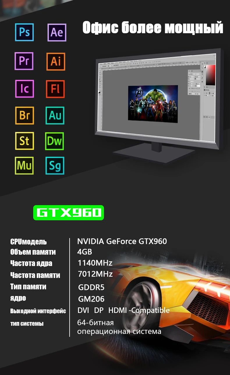 VEINEDA Graphics Cards  PC GTX 960 4GB 128Bit GDDR5 Video Card GTX960 4gb  Dvi For nVIDIA Geforce Game Refurbished cards
