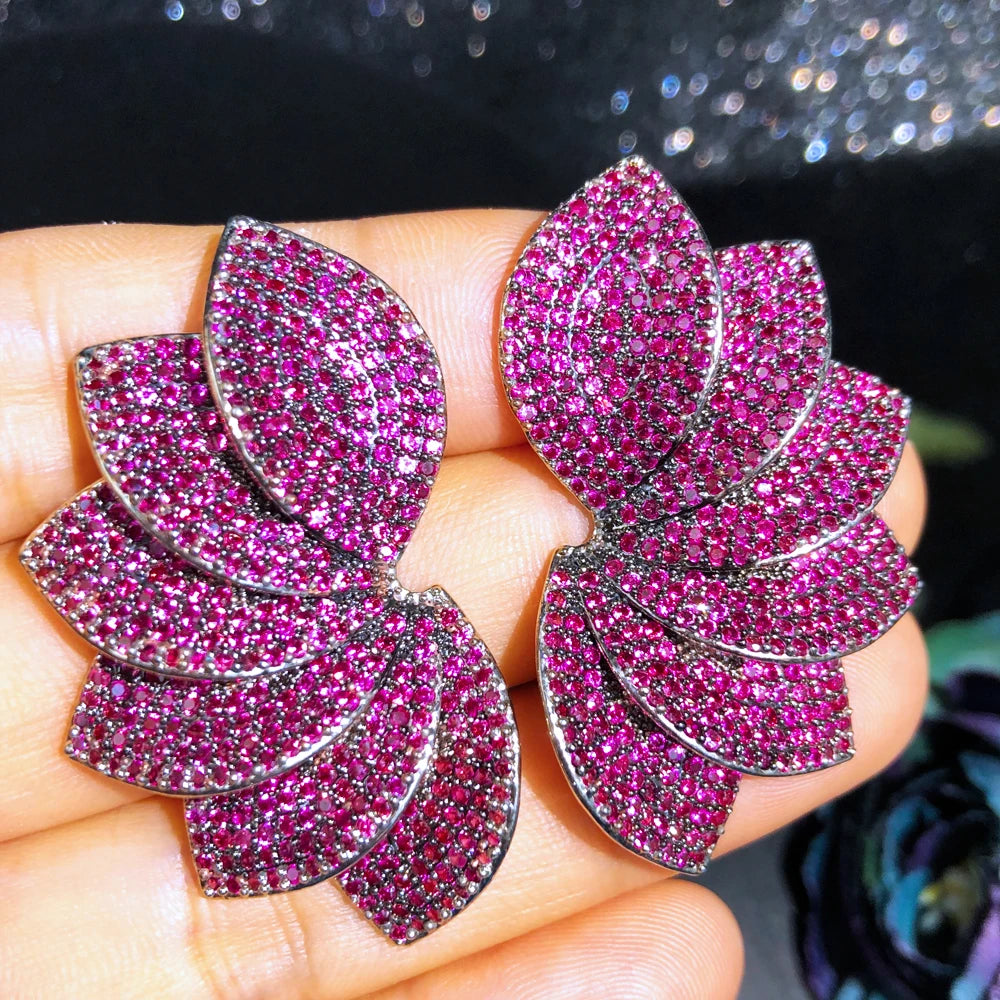 Missvikki New Luxury Leaves Petals Earrings Fashion for Romantic Women Daily Wedding Trendy Jewelry Accessories High Quality