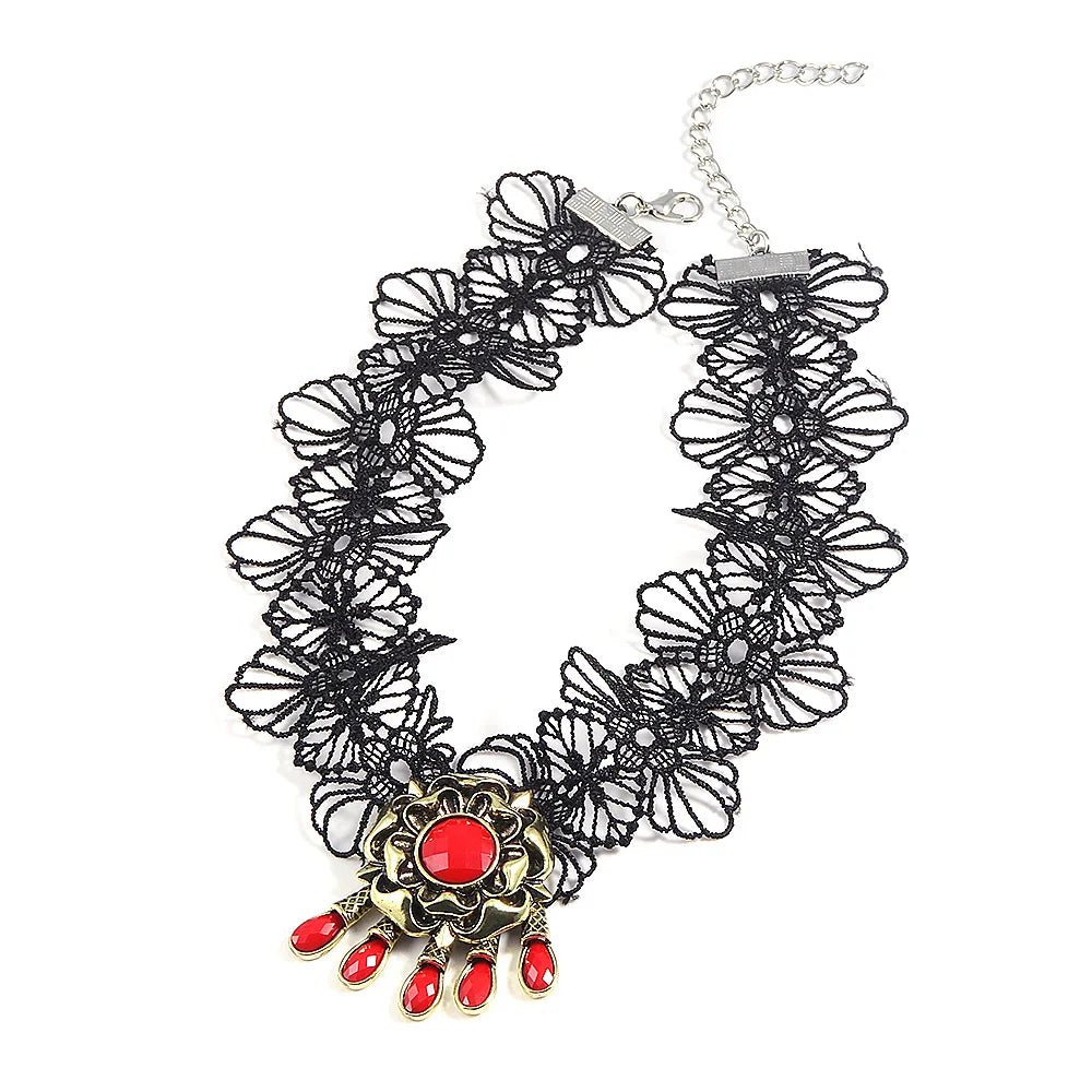 Residents Evils 8 Village Cosplay Necklaces Lady Dimitrescu's Daughter Daniela Bela Lace Flowers Collar Choker Halloween Jewelry