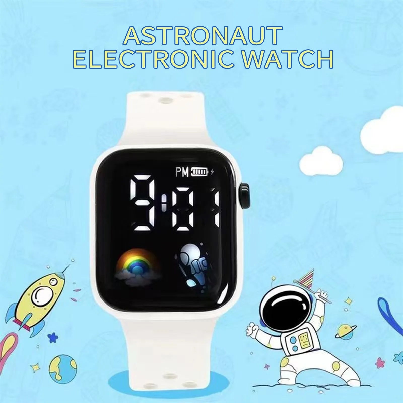 Children'S Led Digital Watch Digital Silicone Strap Cartoon Waterproof Luminous Sports Football Children'S Electronic Watch