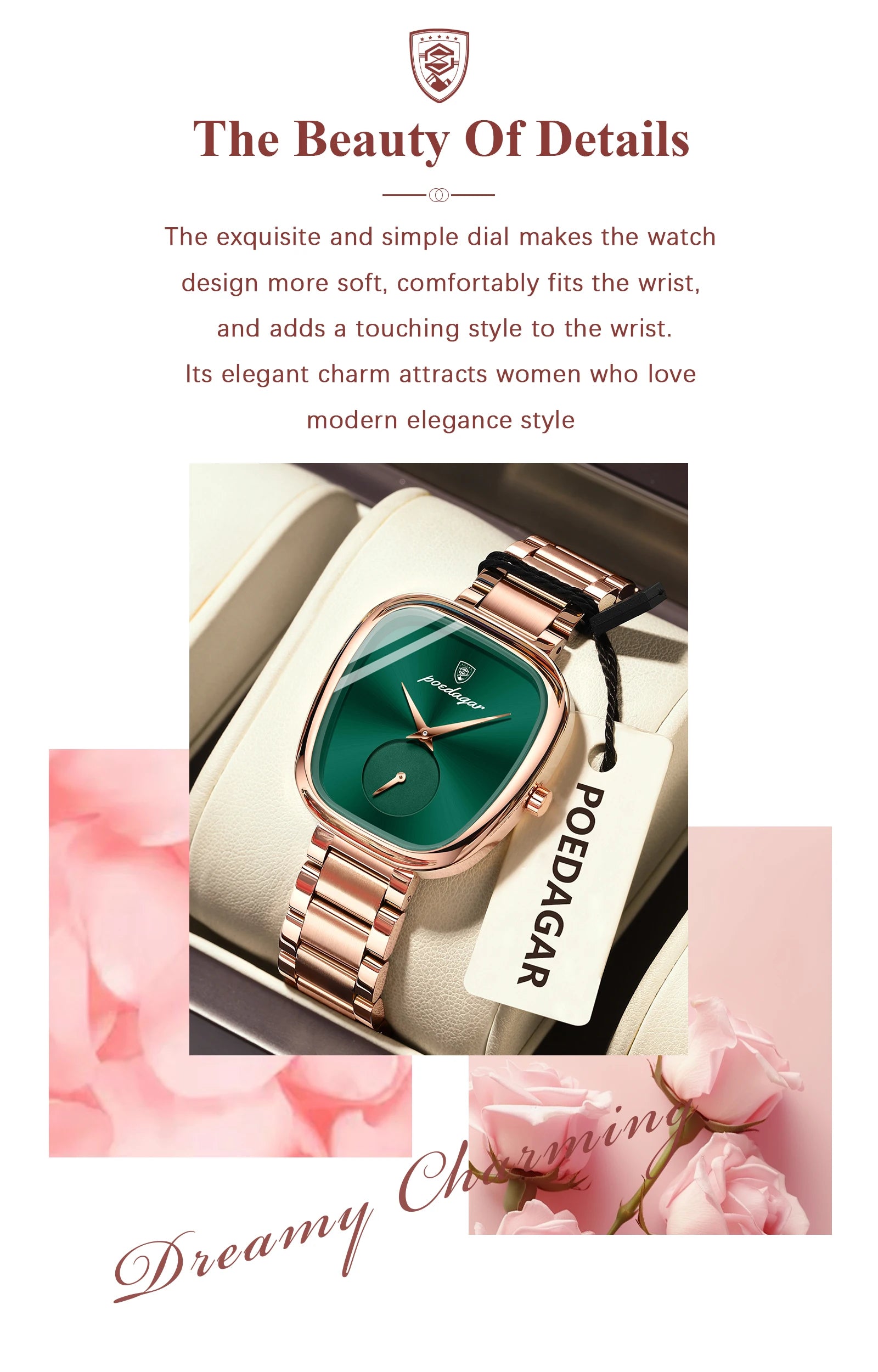 POEDAGAR Unique Elegant Ladies Watch Stainless Steel Waterproof Quartz Watches For Women High Quality Woman’s Stylish Wristwatch