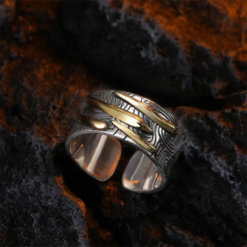 Lucky Meteor Ring For Men Jewelry Personality Gold Black Collision Index Finger Ring Silver 925 Male Party Accessories